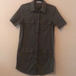 At green blouse dress